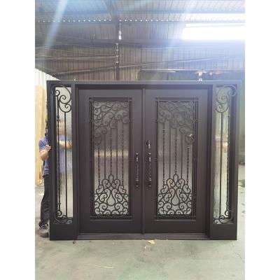 2022 new wrought iron double doors with side windows