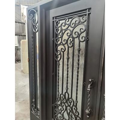 2022 new wrought iron double doors with side windows