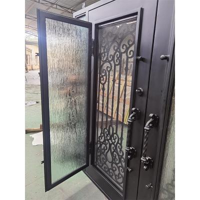 2022 new wrought iron double doors with side windows
