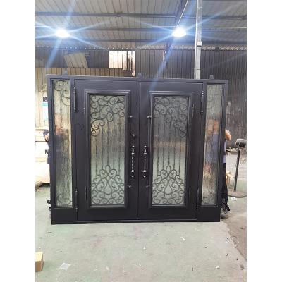 2022 new wrought iron double doors with side windows