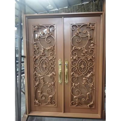 Rectangle Wrought Iron Double Door Design