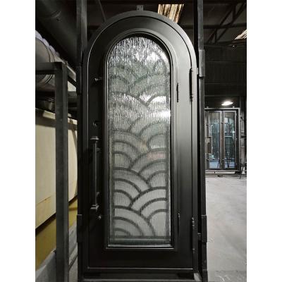 Modern Arched Single Wrought Iron Entry Door