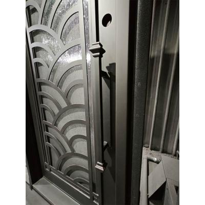 Modern Arched Single Wrought Iron Entry Door