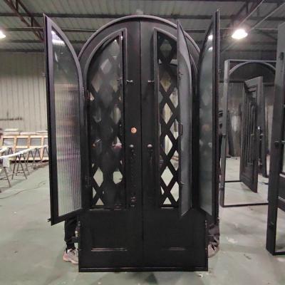 Mesh Design Wrought Iron Entry Door