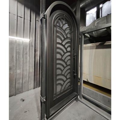 Modern Arched Single Wrought Iron Entry Door