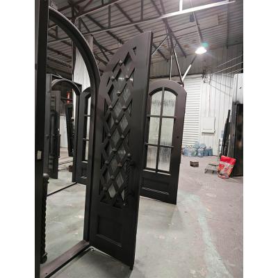 Mesh Design Wrought Iron Entry Door