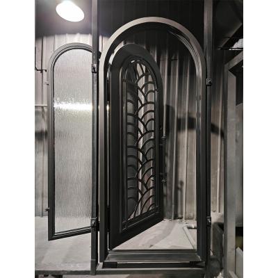 Modern Arched Single Wrought Iron Entry Door