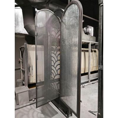 Modern Arched Single Wrought Iron Entry Door