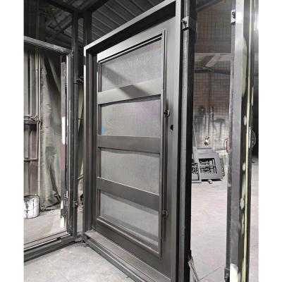 Minimalist Black Single Iron Entry Door