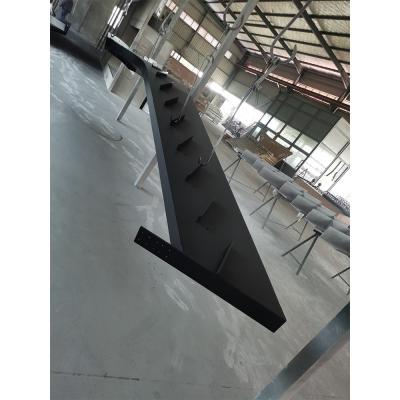 Private customized steel frame staircase with balustrade, marble slabs, sensor led light strips