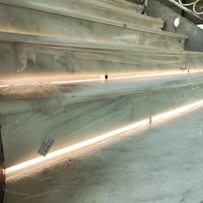 Private customized steel frame staircase with balustrade, marble slabs, sensor led light strips